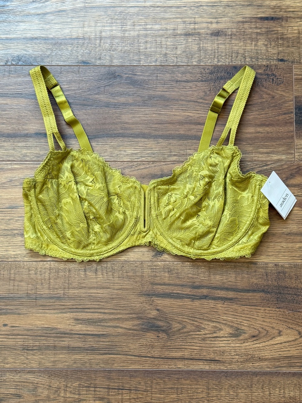 Auden Women’s Unlined Lace Balconette Coverage Underwire Bra Green Size 36C NWT